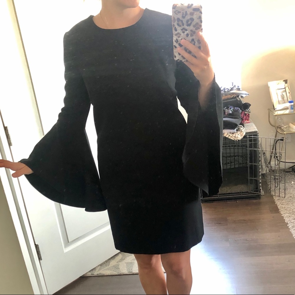 MILLY Italian Cady Bell Sleeve Cocktail Dress